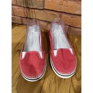 Crocs Women's 8 Hover Slip On Shoes Retro Red Canvas Boating Loafers Sneakers